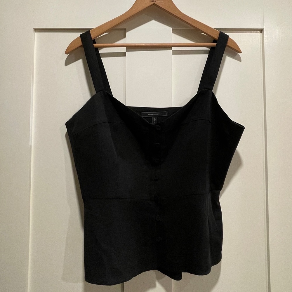 BCBGMaxazria black button down tank top